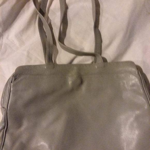 Italian Leather Handbag Light Grey Leather - Picture 1 of 5